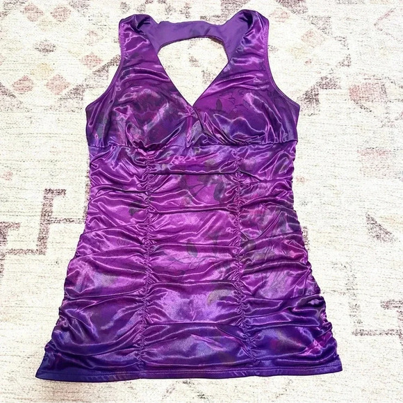 Y2K Studio Y  Purple ruched top size medium - Picture 12 of 12